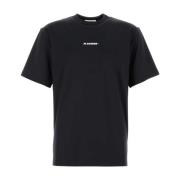 Stretch Zwart T-shirt Jil Sander , Black , Heren