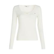 V-hals Top Tommy Jeans , White , Dames