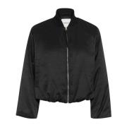 Zwarte Bomberjack met Korte Lengte Soaked in Luxury , Black , Dames