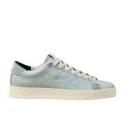 Geperforeerde Logo Leren Sneakers P448 , Blue , Dames