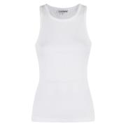 Comfortabele Katoenen Rib Top Ganni , White , Dames