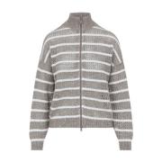 Nutshell Zip Up Cardigan Brunello Cucinelli , Beige , Dames