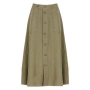 Lange Rok met Knopen aan de Voorkant Ralph Lauren , Green , Dames