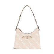 Beige Schoudertas met Gouden Details Guess , Beige , Dames