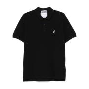 Geborduurd motief zwart poloshirt Moschino , Black , Heren