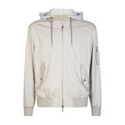 Zijde en Fleece Bimateriaal Hoodie Jas Eleventy , Beige , Heren