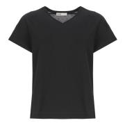 Zwarte Katoenen V-hals Top Khaite , Black , Dames