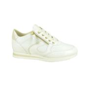 Witte Gestikte Hoge Sneakers DL Sport , White , Dames