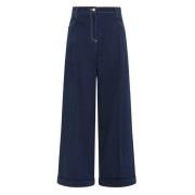 Sculpturale Wide Leg Denim Broek Momoni , Blue , Dames