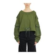 Multi-pocket Ronde hals Sweatshirt Dsquared2 , Green , Dames