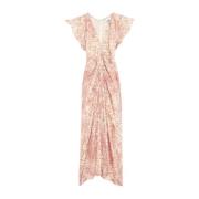 Rode Abstracte V-Hals Jurk Isabel Marant , Pink , Dames