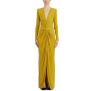 Rode Loper Cupro Jurk Elisabetta Franchi , Yellow , Dames