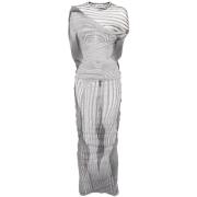 Gedrukte Mesh Lange Jurk Dubbele Laag Jean Paul Gaultier , White , Dam...