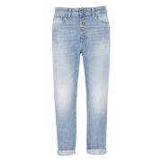 Blauwe Katoenen Jeans met Juweelknopen Dondup , Blue , Dames