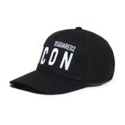 Zwarte Iconische Zonneklep Hoed Dsquared2 , Black , Unisex