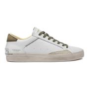 Witte Sneaker met Olijfgroene Details Crime London , White , Heren