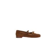 Bruine Suède Mary-Jane Platte Schoenen Hereu , Brown , Dames