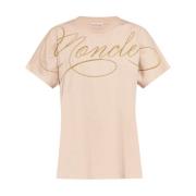 T-shirt met geborduurd logo Moncler , Pink , Dames