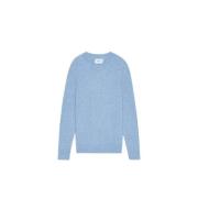 Blauwe Merinowol Pullover Drop-Schouder Nn07 , Blue , Heren