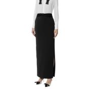 Crêpe rok met satijnen strik Elisabetta Franchi , Black , Dames