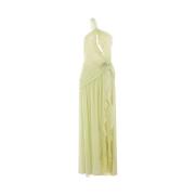 Groene Zijden Georgette Lange Jurk Blumarine , Green , Dames