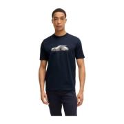 Gemerceriseerd katoenen T-shirt met Porsche-logo Hugo Boss , Blue , He...