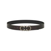 Omkeerbare leren riem met Gancini gesp Salvatore Ferragamo , Brown , H...