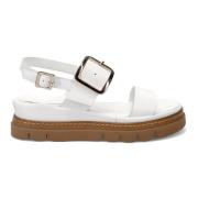 Witte Leren Sandalen met Gouden Gesp Luca Grossi , White , Dames