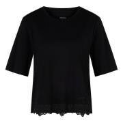 T-shirt met kanten rand Marc Cain , Black , Dames