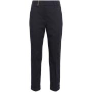 Blauwe High-Waisted Tapered Leg Broek Peserico , Blue , Dames