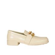 Leren Loafers met Goudkleurige Hardware Bottega Veneta , Beige , Dames