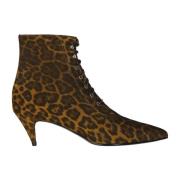 Luipaardprint Veterschoenen Enkellaarsjes Saint Laurent , Brown , Dame...