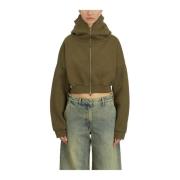 Cropped Militaire Zip Hoodie Entire Studios , Green , Dames