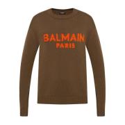 Logo Woltrui Crew Neck Mannen Balmain , Brown , Heren