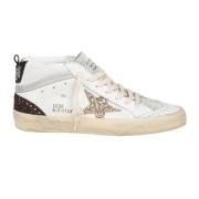 Vintage Glitter Sneakers Wit Leer Golden Goose , Multicolor , Dames