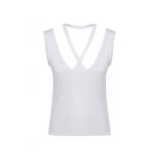 Geribbelde katoenen top zonder mouwen MM6 Maison Margiela , White , Da...