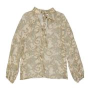 Zijden Top met Strik Detail Alessia Zamattio , Beige , Dames