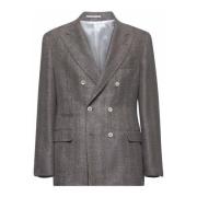 Bruin Gestreept Linnen Zijden Blazer Jas Brunello Cucinelli , Brown , ...