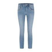 Steenwassing Geborduurde Slim-Fit Jeans Red Button , Blue , Dames