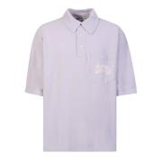 Paarse Polo T-Shirt met Geborduurd Logo Acne Studios , Purple , Heren