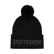 Pompon Ribgebreide Muts Stutterheim , Black , Unisex