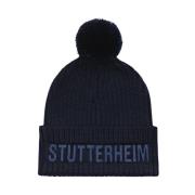 Pompon Ribgebreide Muts Stutterheim , Blue , Unisex