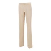 Crème Stretch Crepe Broek Andamane , Beige , Dames