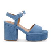 Leren Plateau Sandalen Vrouwen Open Teen Chloé , Blue , Dames