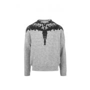 Wings Sweater Wol Ribboorden Mannen Marcelo Burlon , Gray , Heren