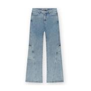 Straight Leg Cargo Jeans Blauw Zijzakken Homage , Blue , Dames