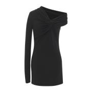 Asymmetrische Jurk met Één Mouw Saint Laurent , Black , Dames