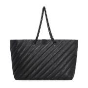 Leren Tote Bag met Kettinghengels Balenciaga , Black , Dames