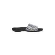 Beige Slip-On Sandalen met Check Motief Burberry , Gray , Heren