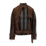 Dubbelrijige Bikerjas Burberry , Brown , Dames